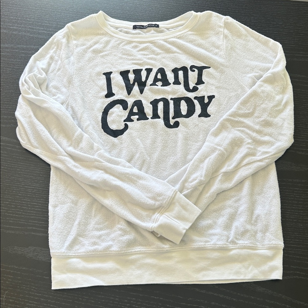 Wildfox ‘I Want Candy’ Pullover Sweatshirt Women’s Sz Small